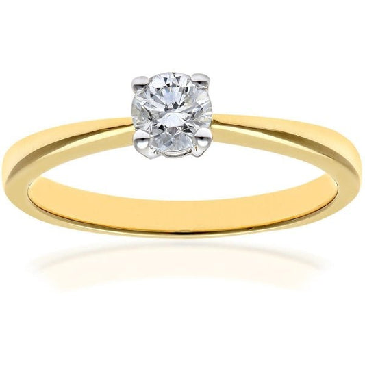 0.33ct, 18k Yellow Gold Solitaire Ring - SIZE N