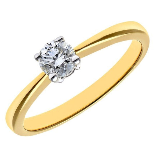 0.33ct, 18k Yellow Gold Solitaire Ring - SIZE N