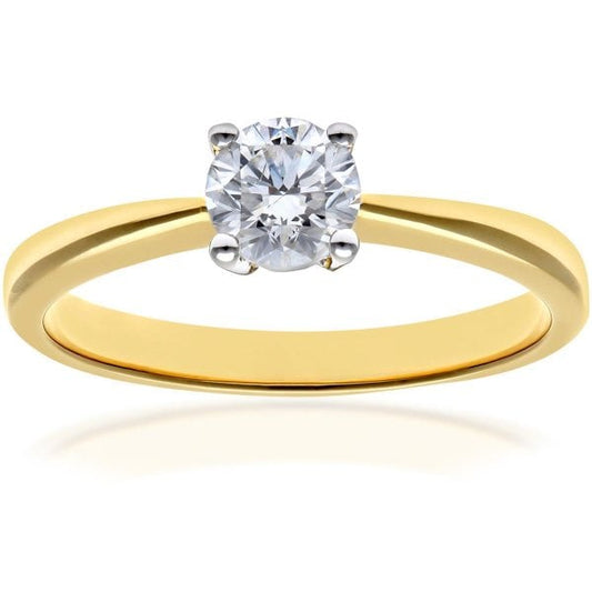 0.5ct Diamond, 18k Yellow Gold Ring - Size O