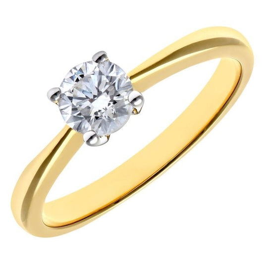 0.5ct Diamond, 18k Yellow Gold Ring - Size O