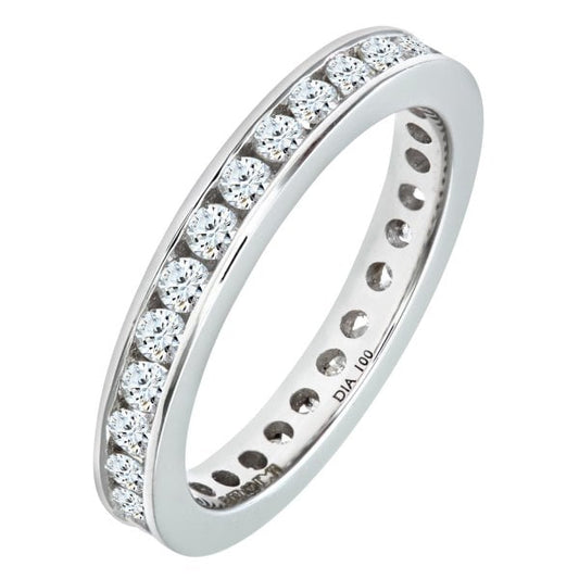 Diamond, 18k White Gold Ring - Size L