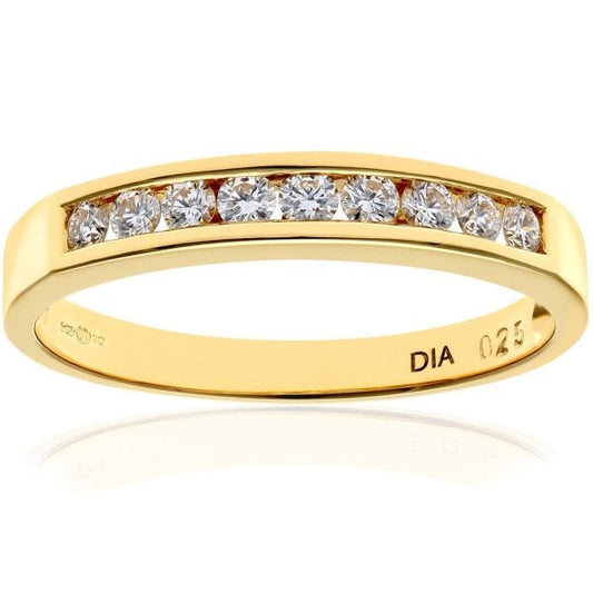 0.25ct Diamond, 18k Yellow Gold Ring - Size O