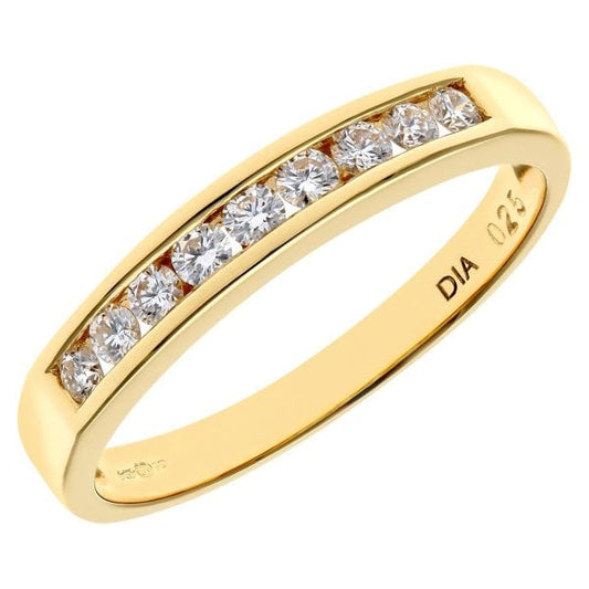 0.25ct Diamond, 18k Yellow Gold Ring - Size O