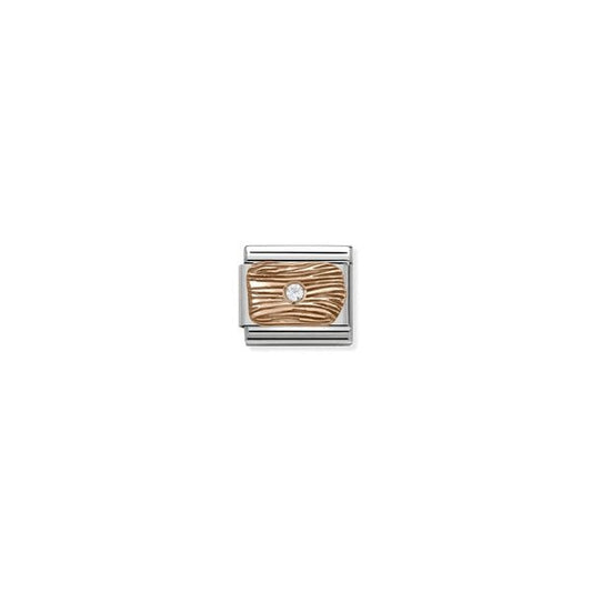 Rose Gold Textured Lines With CZ Charm