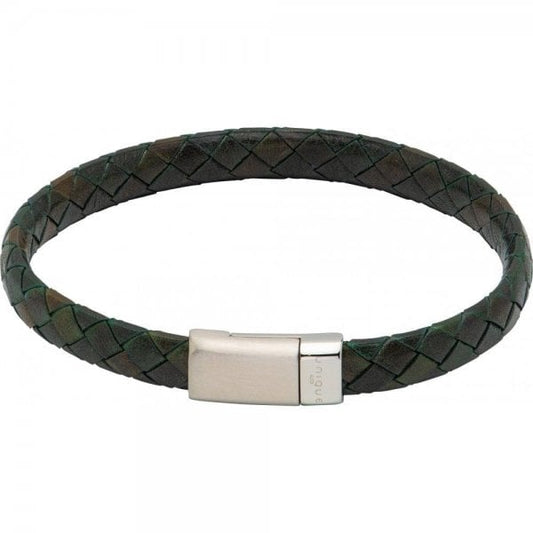 Dark Green Leather Bracelet 21cm