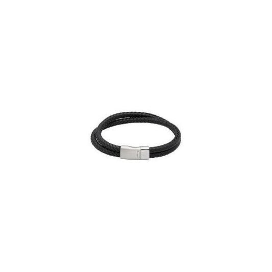 Black Double Leather Bracelet 21cm