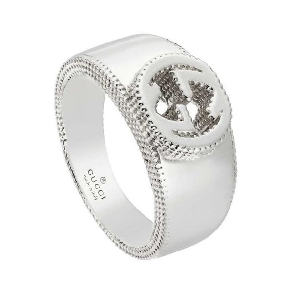 Interlocking G Sterling Silver Ring SIZE 19