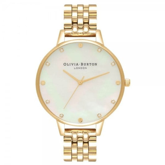 White Mother Of Pearl, Thin Case Gold Bracelet