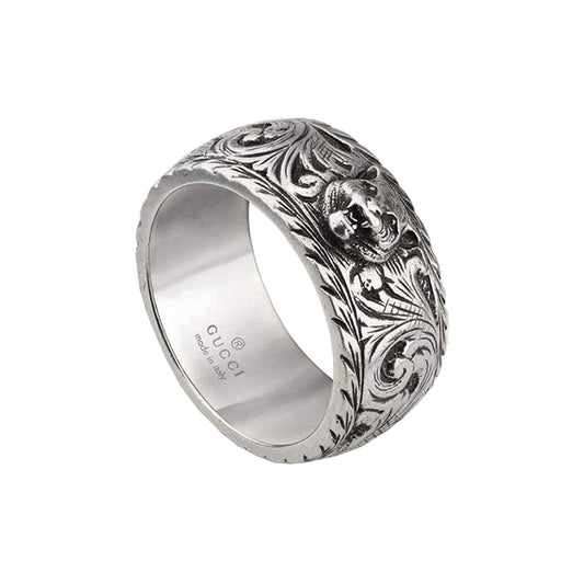 Gatto Ring 10mm Aged Sterling Silver - Size 20