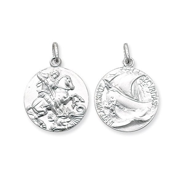 Silver St. George Double Sided Round Pendant