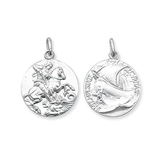 Silver St. George Double Sided Round Pendant