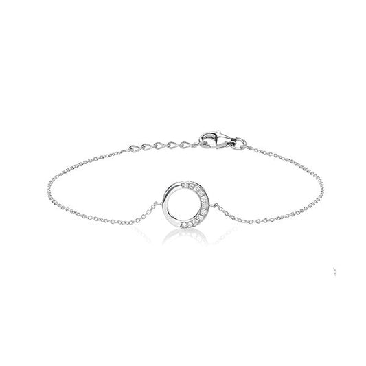SILVER OPEN CIRCLE HALF CZ BRACELET