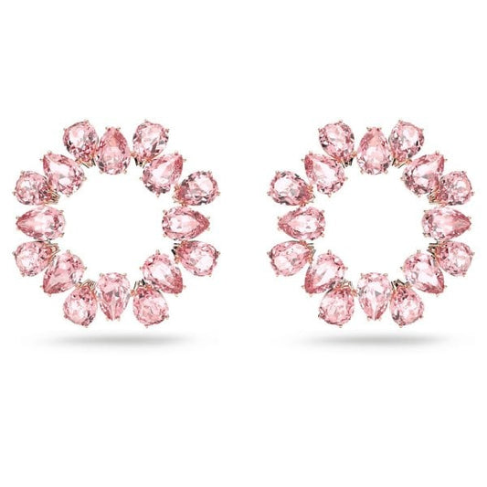 Millenia hoop earrings Pear cut crystals, Pink