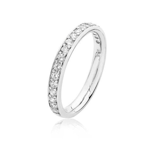 SILVER 2.9 MM THREAD & GRAIN SET CZ RING - SIZE K