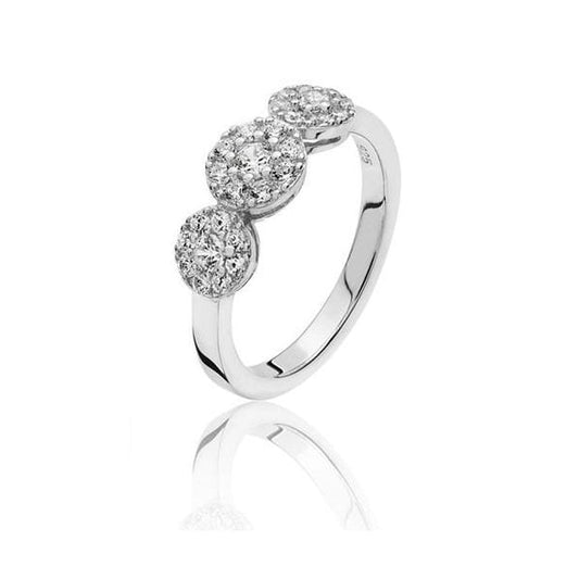 SILVER SMALL TRIPLE CLUSTER CZ RING - SIZE K