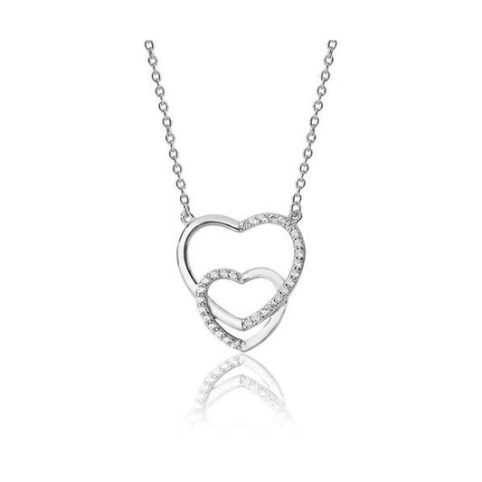 SILVER INTERLINKED DBL HEART SHAPE PENDANT