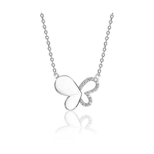 SILVER OPEN & SOLID BUTTERFLY CZ PENDANT