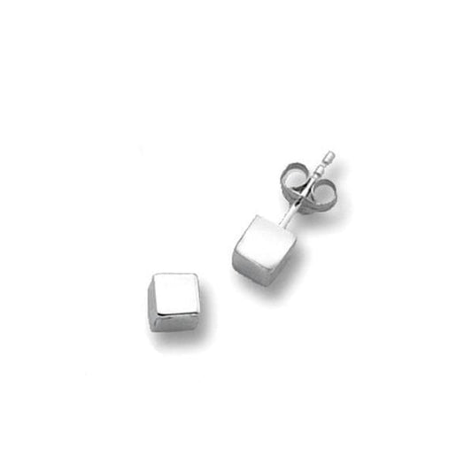 9CT WHITE CUBE STUD EARRINGS
