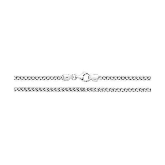 SILVER SQUARE RHODIUM FRANCO CHAIN 22"