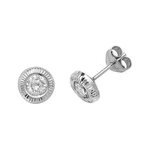 9CT WHITE GOLD CZ STUD EARRINGS
