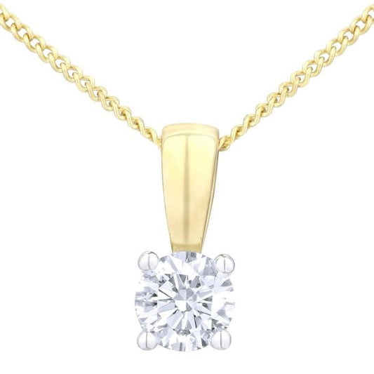 Claw Set Solitaire Pendant - Yellow Gold