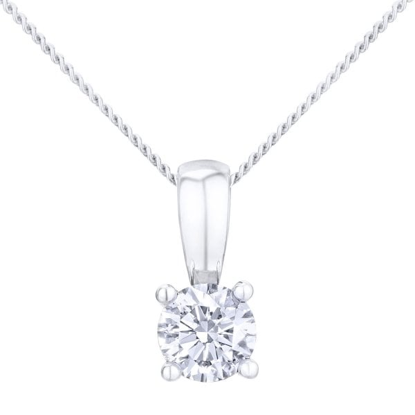 18k White Gold Solitaire Pendant