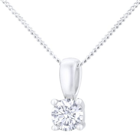 18k White Gold Solitaire Pendant