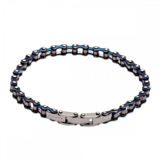 Stainless Steel Bracelet w/ Blue IP Plating - 21cm