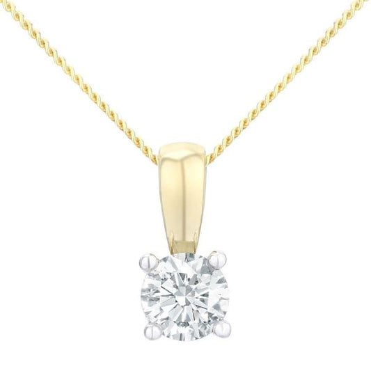 0.50ct Diamond, 18k Yellow Gold Solitaire Pendant