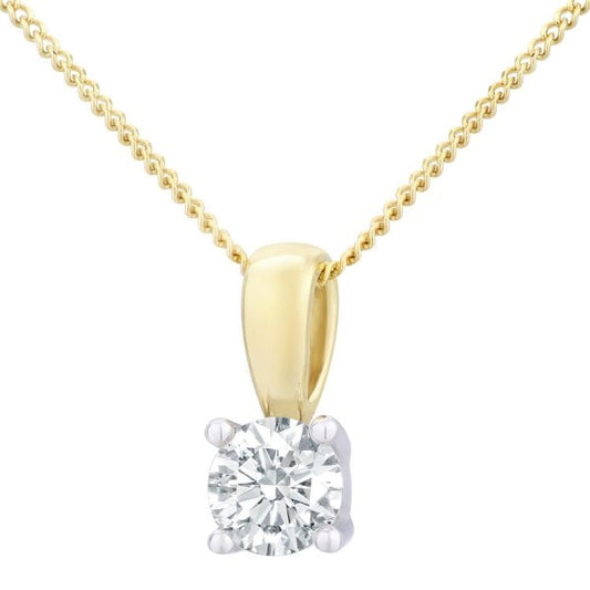 0.50ct Diamond, 18k Yellow Gold Solitaire Pendant