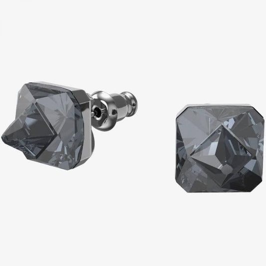 Chroma Stud Earrings Pyramid cut crystals, Grey