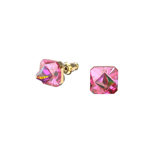 Chroma Stud Earrings Pyramid cut crystals, Pink