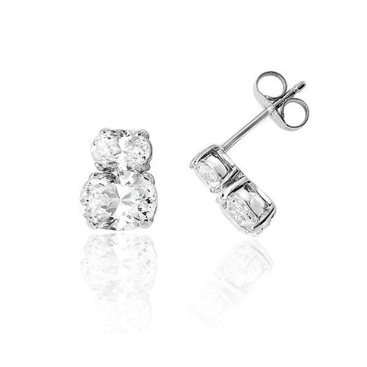 SILVER DOUBLE OVAL SHAPE CZ STUDS