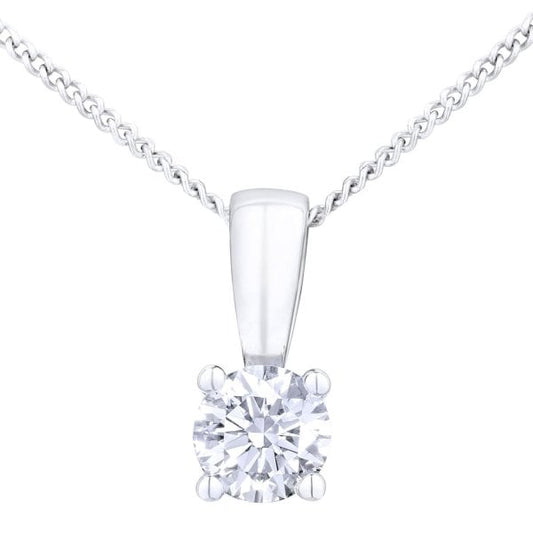 Claw Set Solitaire Pendant - 18k White Gold