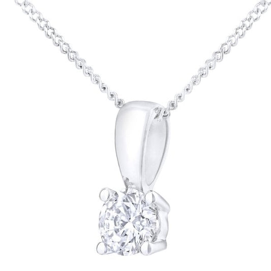 Claw Set Solitaire Pendant - 18k White Gold