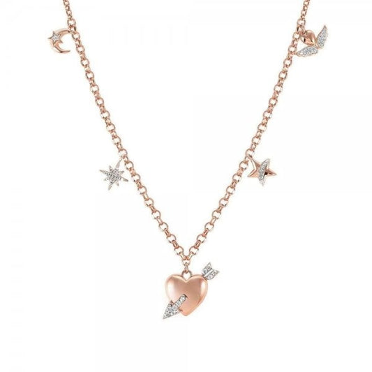 Sweetrock Rose Gold & CZ Mixed Charms Necklace