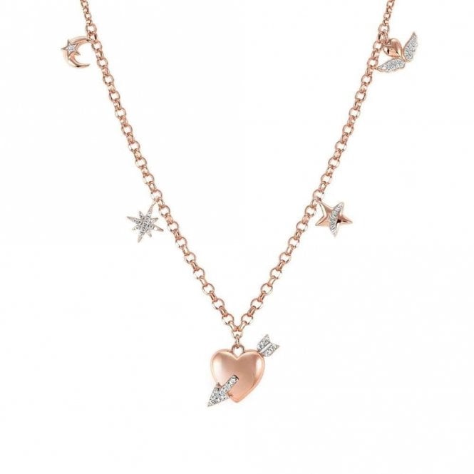 Sweetrock Rose Gold & CZ Mixed Charms Necklace