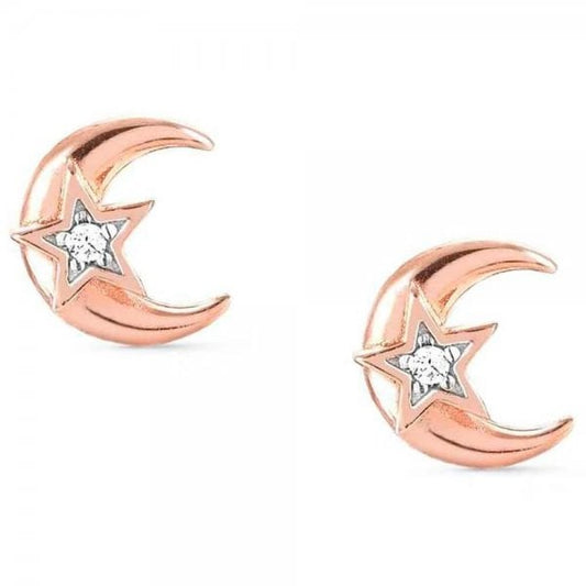 SweetRock Romance Rose Gold Moon Stud Earrings