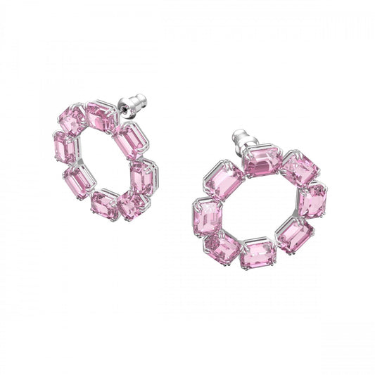 Millenia Pink Crystal Circle Stud Earrings