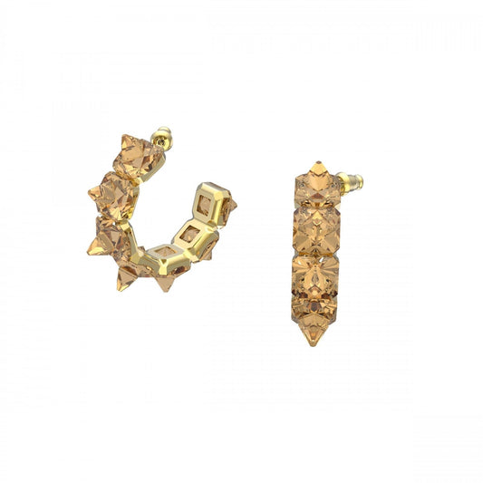 Chroma hoop earrings Pyramid cut crystals, Yellow