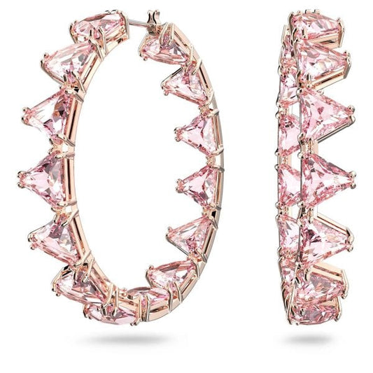 Millenia hoop earrings Triangle cut crystals, Pink
