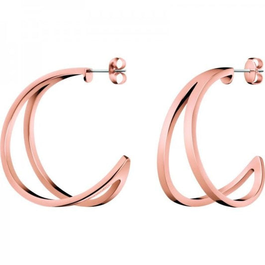 EX-DISPLAY Rose Gold Plated Stainless Steel Outline Ladies Earrings