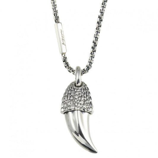 EX-DISPLAY Gents Sterling Silver Shark Tooth Necklace