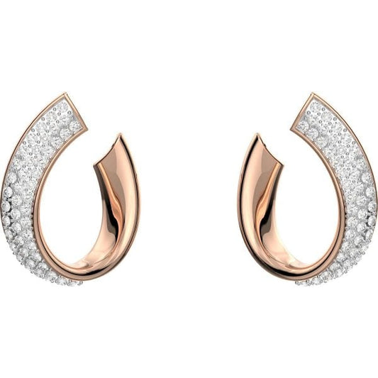 Exist hoop earrings, Small, White, Gold-tone