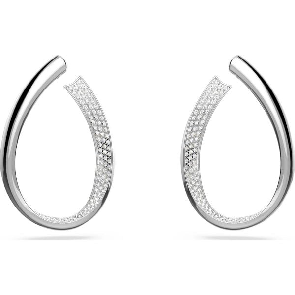 Exist hoop earrings, White, Rhodium plated