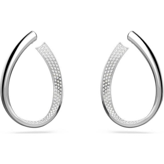 Exist hoop earrings, White, Rhodium plated
