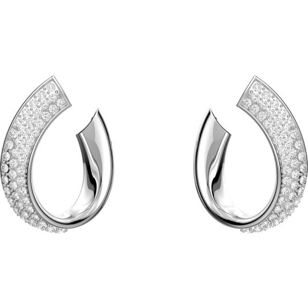 Exist hoop earrings, Small, White, Rhodium plated