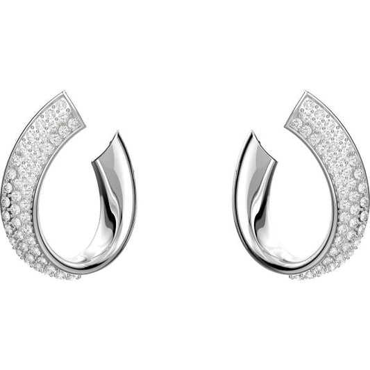 Exist hoop earrings, Small, White, Rhodium plated