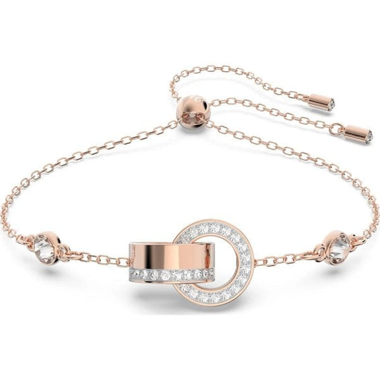 Hollow bracelet, White, Rose-gold tone plated