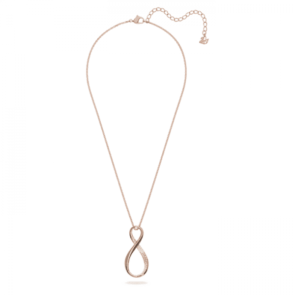 Exist pendant, Infinity, White, Rose-gold tone